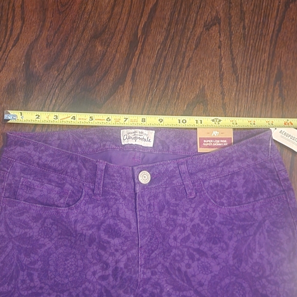 Aeropostale 7/8 Ashley Ultra Skinny Jeans Purple Floral Stretch Women’s Juniors - Picture 4 of 9